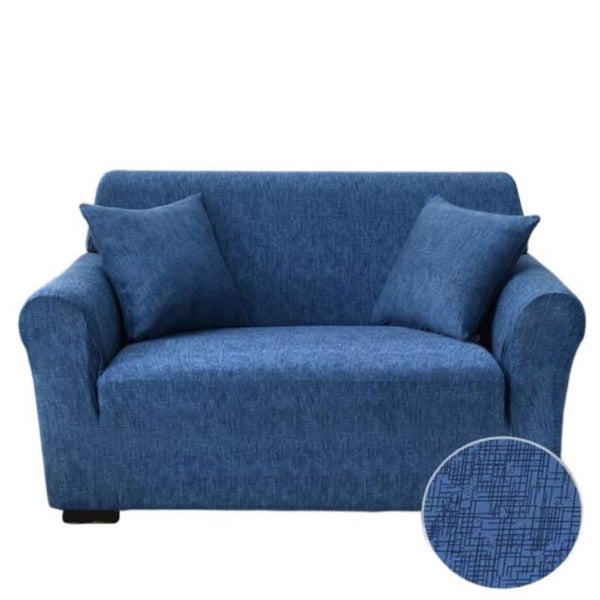 2 Seater Sofa Cover Plain Blue Style Protection For Living Room Chair Elastic Stretchable Slipcover Slipcovers