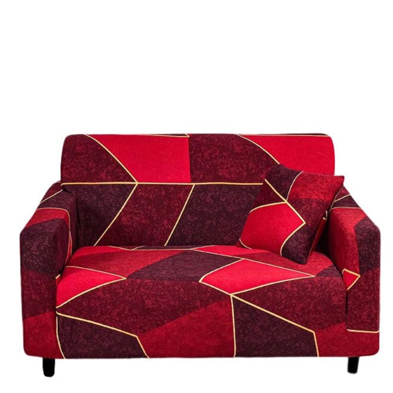 2 Seater Sofa Cover Red Geometric Style Protection For Living Room Chair Slipcover Slipcovers