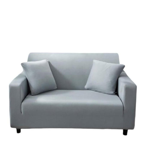 2 Seater Sofa Cover Plain Ash Grey Elastic Stretchable Slipcover For Living Room Slipcovers