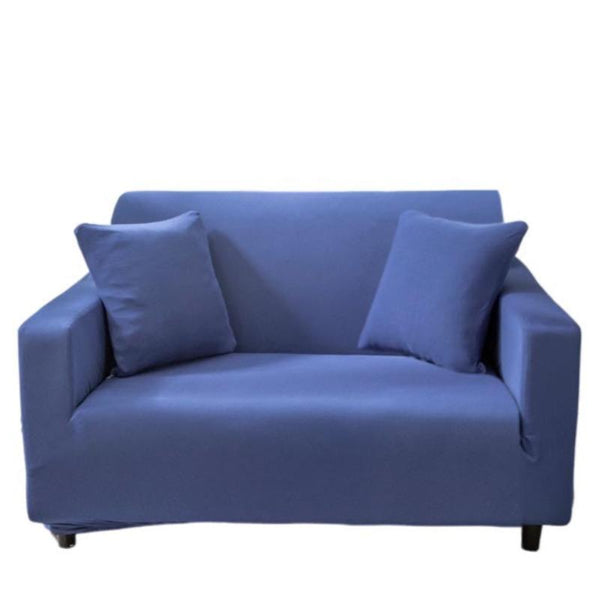 2 Seater Sofa Cover Plain Royal Blue Elastic Stretchable Slipcover For Living Room Slipcovers