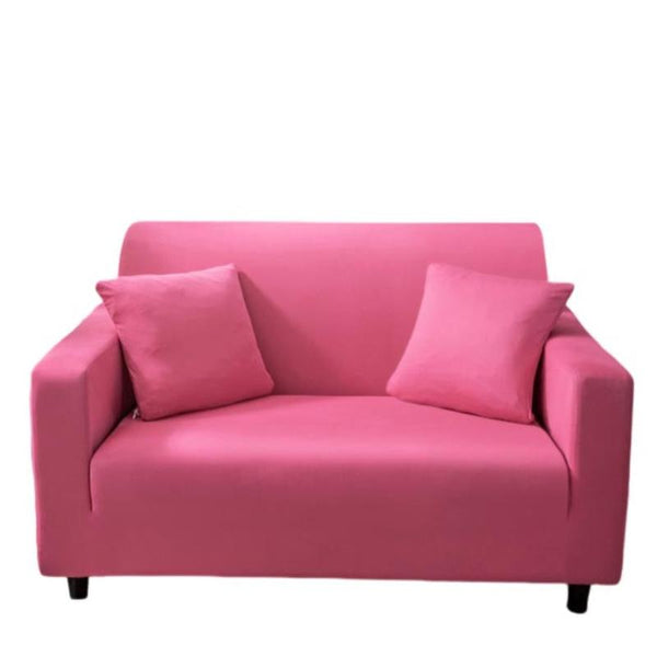 2 Seater Sofa Cover Plain Rose Red Stretchable Slipcover For Living Room Furniture Slipcovers