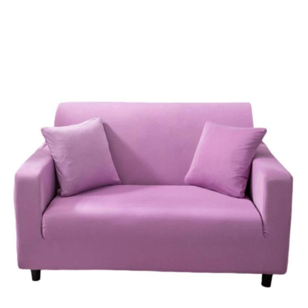 2 Seater Sofa Cover Plain Light Purple Elastic Stretchable Slipcover For Living Room Slipcovers
