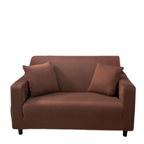 2 Seater Sofa Cover Plain Light Coffee Elastic Stretchable Slipcover For Living Room Slipcovers