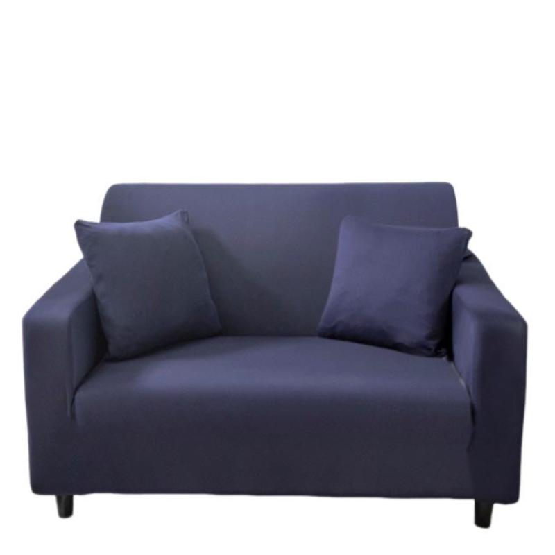 2 Seater Sofa Cover Plain Navy Blue Elastic Stretchable Slipcover For Living Room Slipcovers