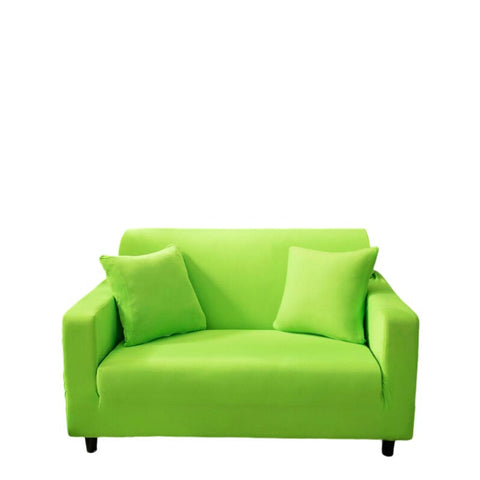 2 Seater Sofa Cover Plain Apple Green Elastic Stretchable Slipcover For Furniture Slipcovers