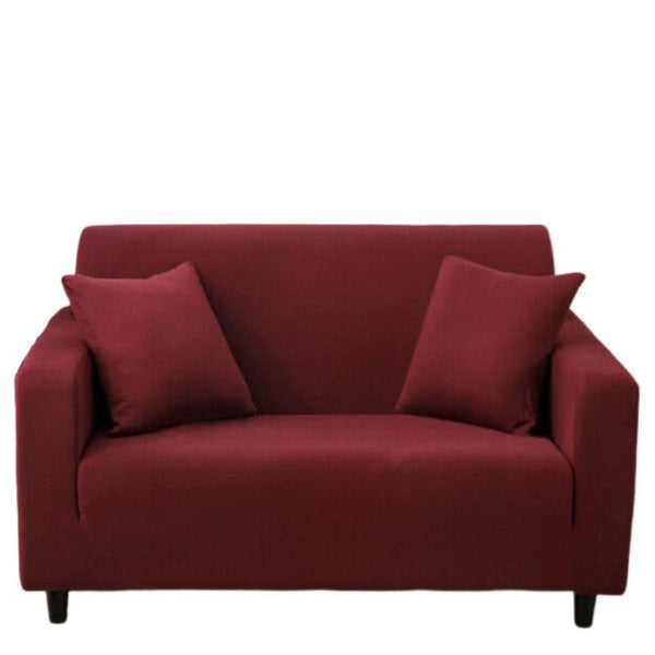 2 Seater Sofa Cover Wine Red Elastic Stretchable Slipcover For Living Room Slipcovers