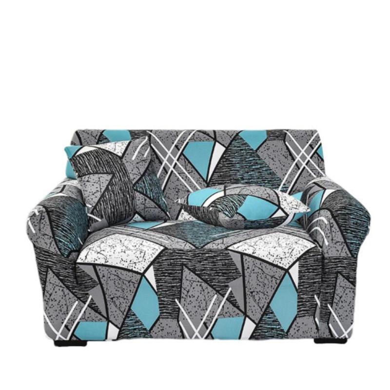 2 Seater Sofa Cover Dark Grey Geometric Style Protection For Living Room Chair Slipcovers