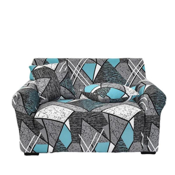 2 Seater Sofa Cover Dark Grey Geometric Style Protection For Living Room Chair Slipcovers