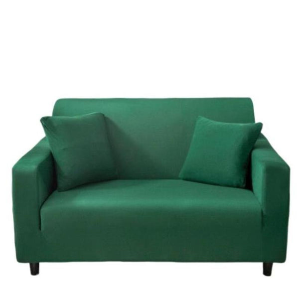 2 Seater Sofa Cover Plain Green Elastic Stretchable Slipcover For Living Room Slipcovers