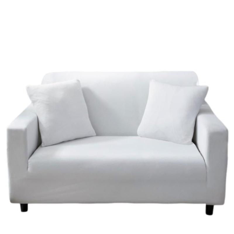 2 Seater Sofa Cover Plain White Elastic Stretchable Slipcover For Living Room Slipcovers