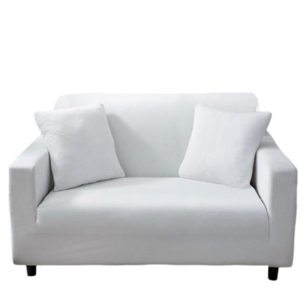 2 Seater Sofa Cover Plain White Elastic Stretchable Slipcover For Living Room Slipcovers