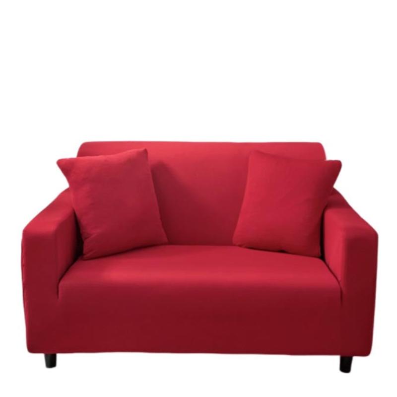 2 Seater Sofa Cover Plain Red Style Protection For Living Room Chair Slipcover Slipcovers