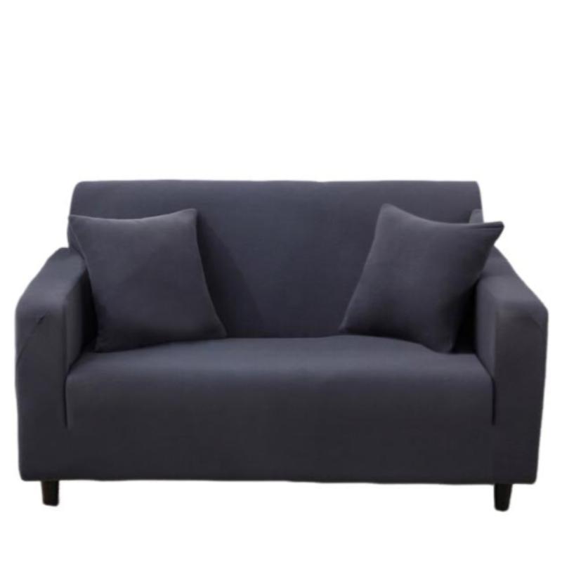 2 Seater Sofa Cover Plain Dark Grey Elastic Stretchable Slipcover For Living Room Slipcovers