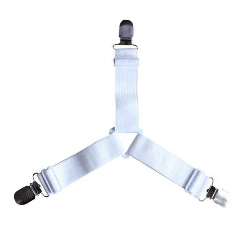 2Set Bed Suspender Straps Mattress Fastener Holder Triangle Grippers Sheet Clips White Other Bedding