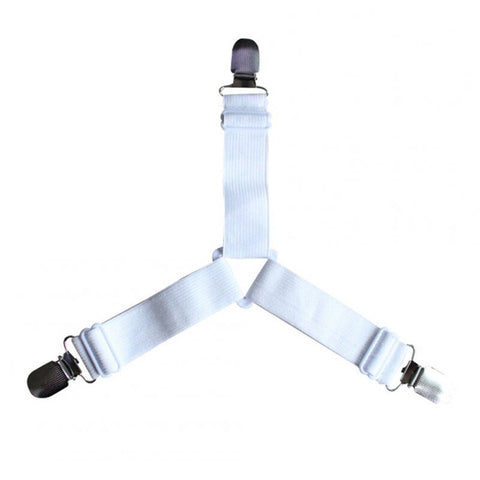 2Set Bed Suspender Straps Mattress Fastener Holder Triangle Grippers Sheet Clips White Other Bedding
