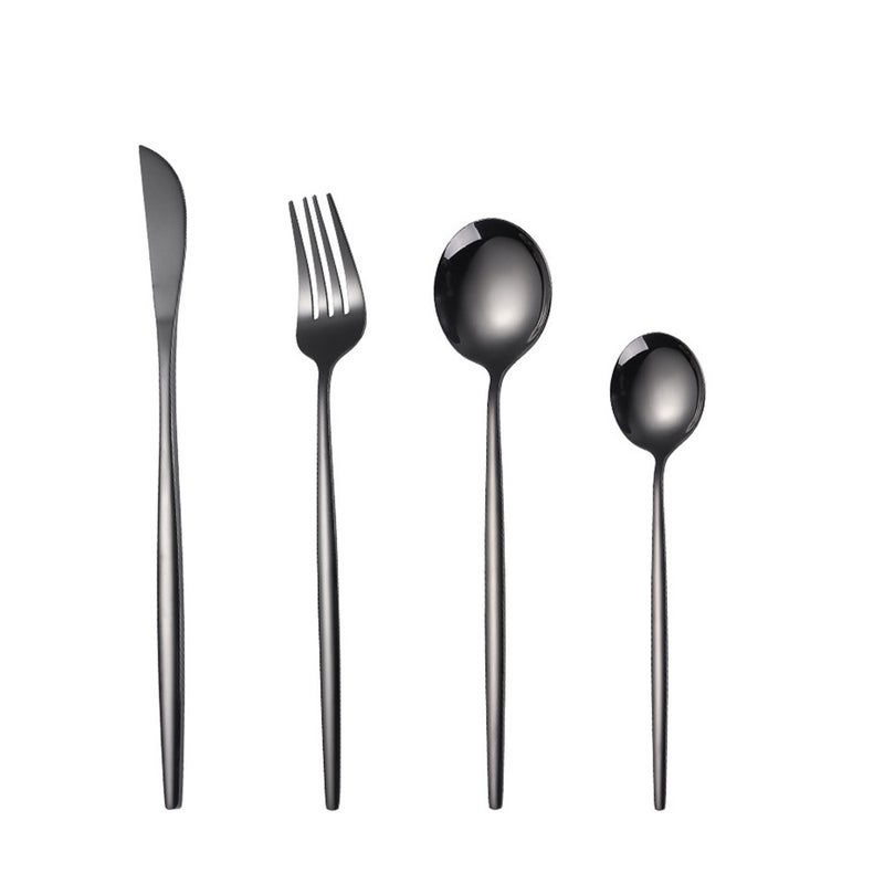 2Set Black Dinnerware Stainless Steel Cutlery Rainbow Knife Fork Spoon Silverware Kitchen Tableware Cutlery Sets