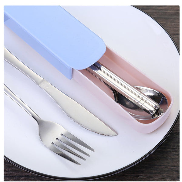 2Set Portable Stainless Steel Cutlery Storage Box Chopstick Fork Spoon Knife