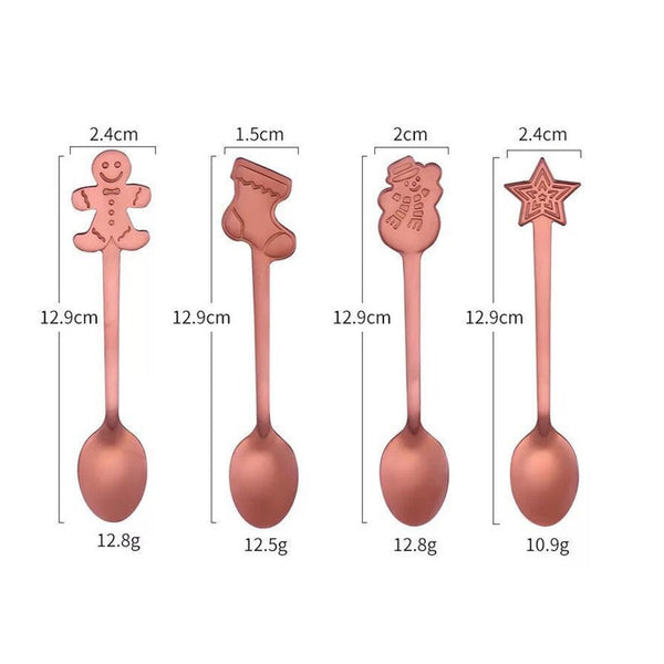 2Set Stainless Steel Christmas Tableware Coffee Spoons Ice Cream Dessert Party Decorations