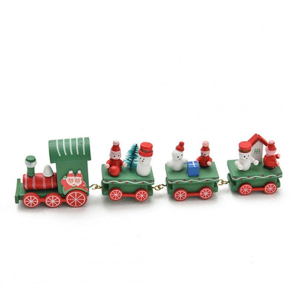 2Set Little Train Shape Craft Decoration For Christmas 4 Joints Three Green Seasonal Decorations