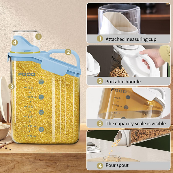 2Sizes Transparent Grain Storage Jar Cat Food Rice Snack Tea Container 2800Ml Food Storage Containers