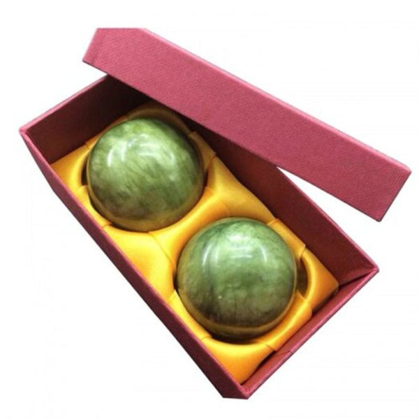 2X Marble Jade Baoding Chinese Health Stress Exercise Balls