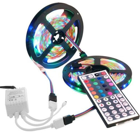 2X5m 2835 300 Leds Rgb Strips With Ir 44 Key Double Outlet Controller Dc12v Multi