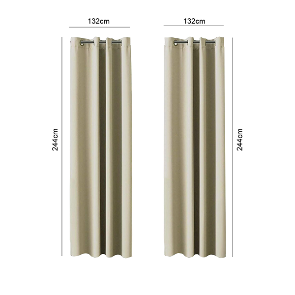 2X Blockout Curtains Blackout Window Draperies Pair Eyelet For Bedroom 132 244Cm Cream Curtains & Drapes