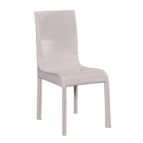 2X Steel Frame White Leatherette Medium High Backrest Dining Chairs With Wooden Legs