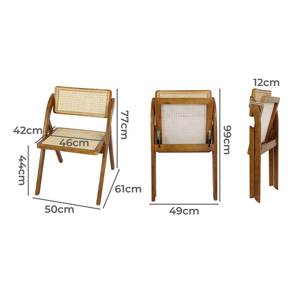 Levede 2X Foldable Rattan Walnut Dining Chairs