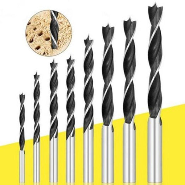 3 10Mm Three Point Woodworking Drill Board Hole Reamer 8Pcs Silver Wood Drill Bits
