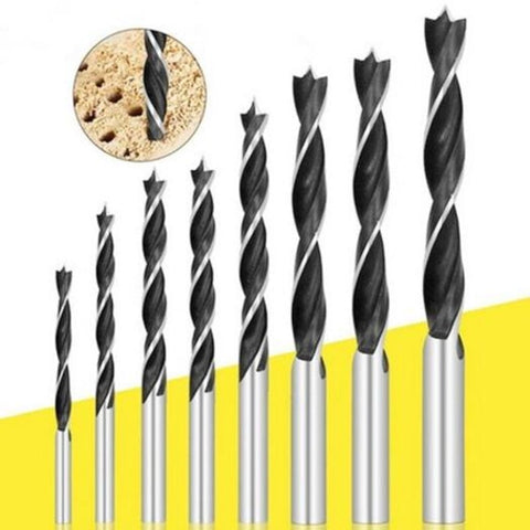 3 10Mm Three Point Woodworking Drill Board Hole Reamer 8Pcs Silver Wood Drill Bits