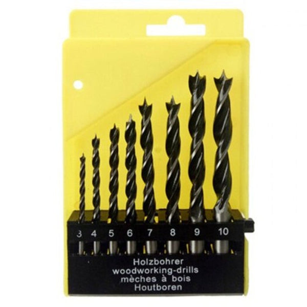 3 10Mm Three Point Woodworking Drill Board Hole Reamer 8Pcs Silver Wood Drill Bits