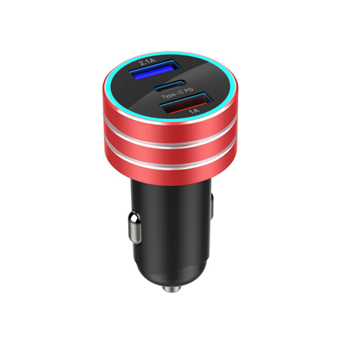 3.1A Dual Usb Car Charger Type In Rapid Charging Appliances Metal Case Red