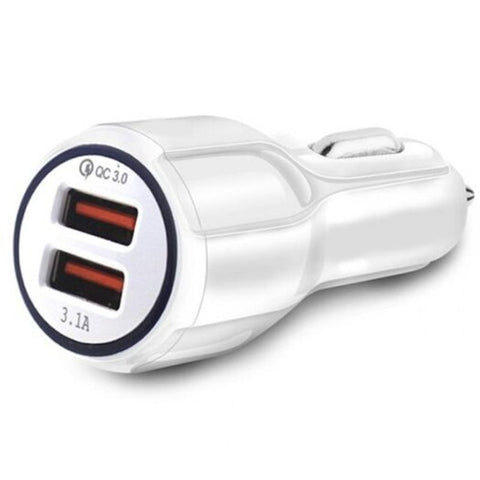 3.1A Qc 3.0 Dual Usb Quick Charge Car Charger White