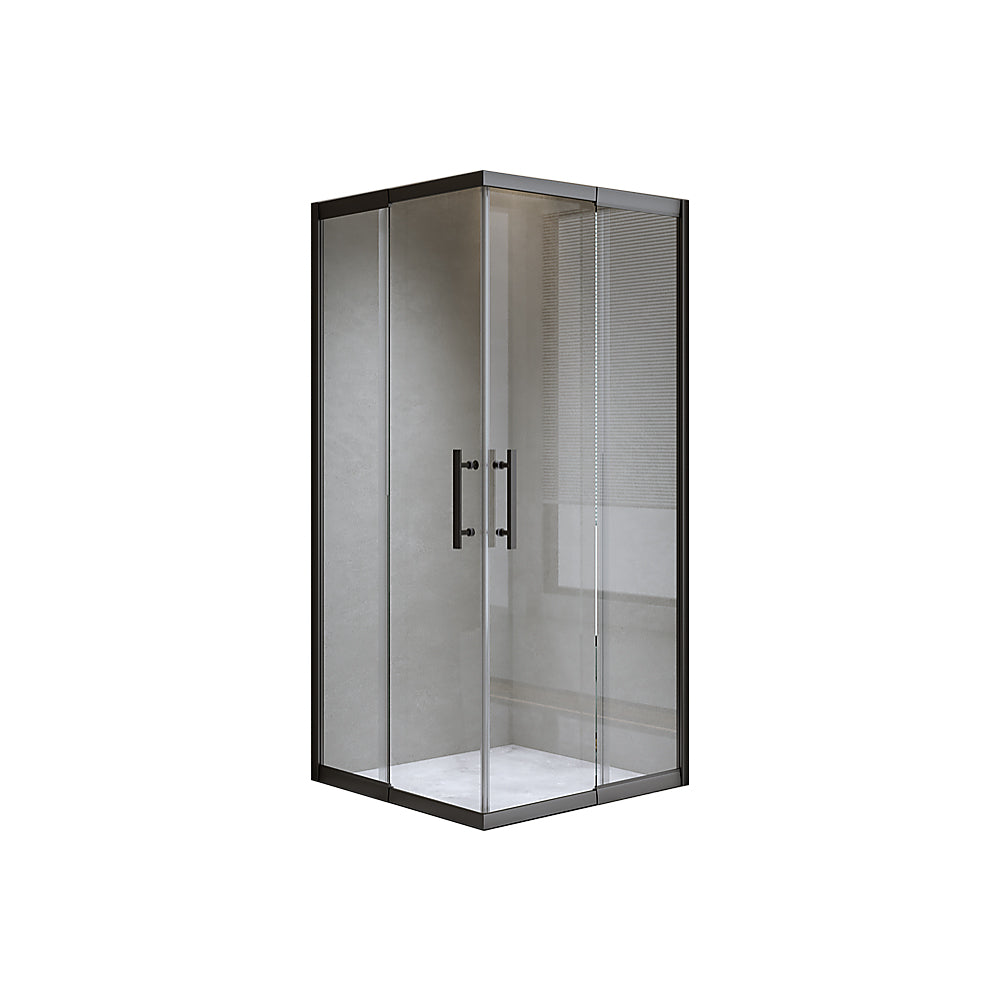 Della Francesca 1200X1100mm Double Sliding Door Glass Shower Screen In Black Shower Doors