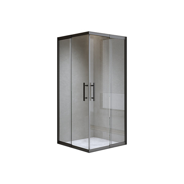 Della Francesca 1200X1100mm Double Sliding Door Glass Shower Screen In Black Shower Doors