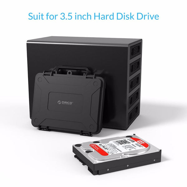3.5 Inch Hdd Protective Box Storage Case Water Proof Shock Dust Function Safety Label Design