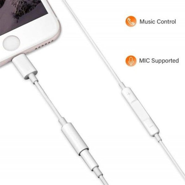 3.5 Mm Jack Aux Earphone Audio Adapter Cable For Iphone Xs Max / Xr 8 Plus White Cables & Adapters
