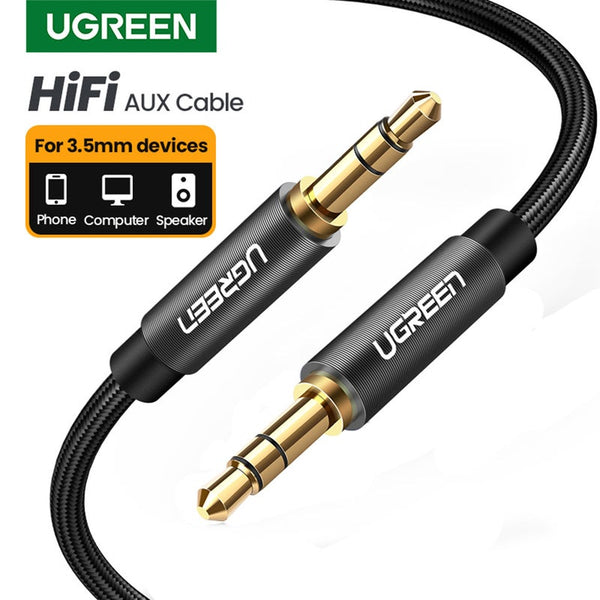 3.5Mm Audio Cable Stereo Auxiliary Cord Gold Plated Male To Braided