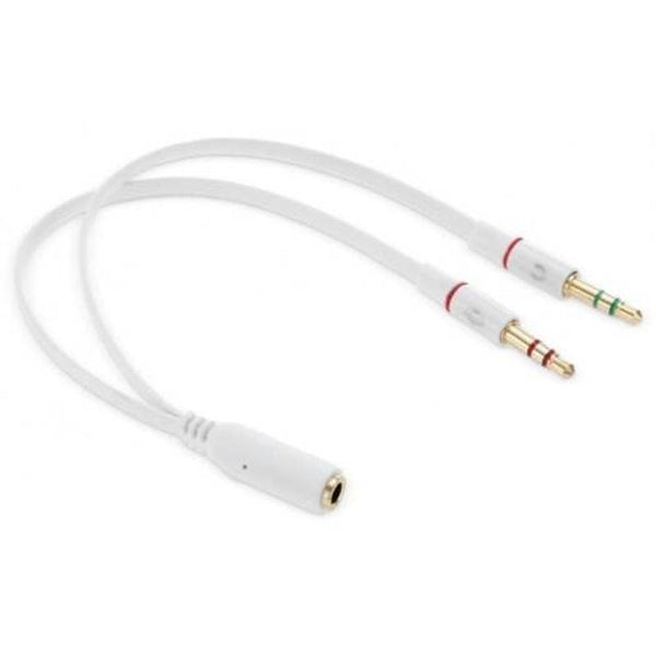 3.5Mm Female To 2 Male Adapter Cable Ivory White Cables & Adapters