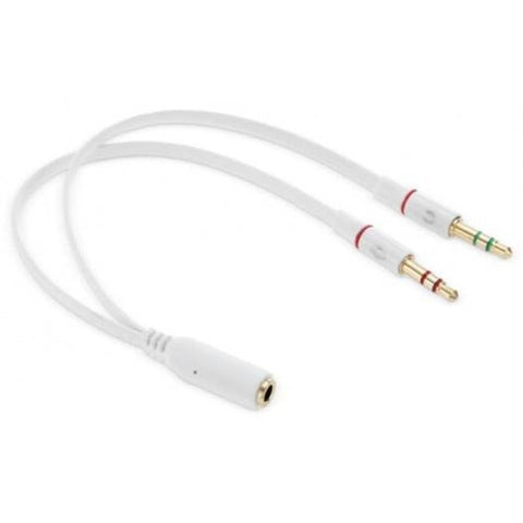 3.5Mm Female To 2 Male Adapter Cable Ivory White Cables & Adapters