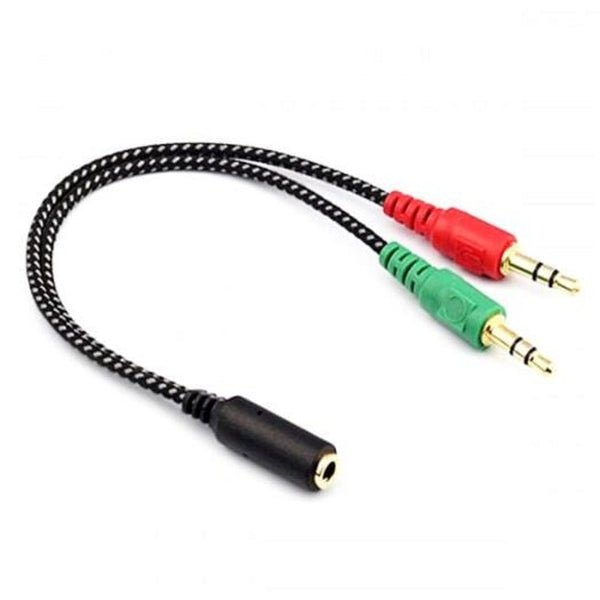 3.5Mm Female To Dual Male Audio Split Y Cable Black Cables & Adapters