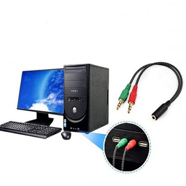 3.5Mm Female To Dual Male Audio Split Y Cable Black Cables & Adapters