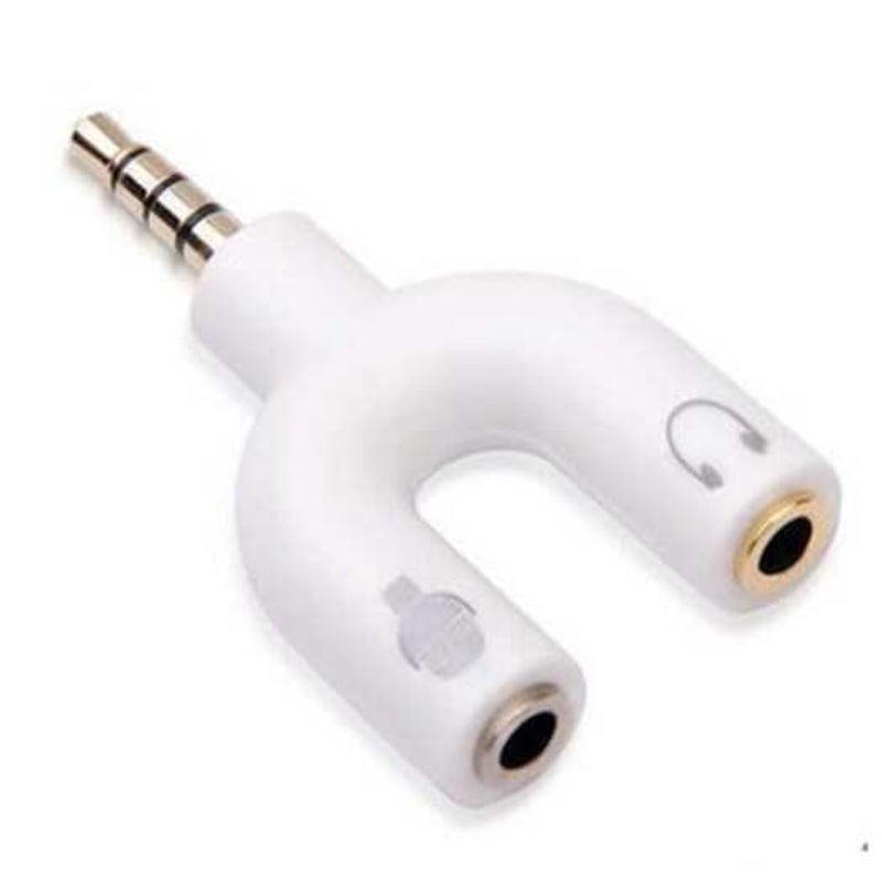 3.5Mm Jack To Audio Mic Adapter Headset Aux Stereo U Splitter Kit White Audio Cables & Adapters