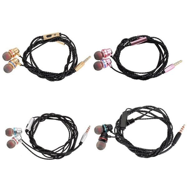 3.5Mm Metal Wired Headphone In Ear Headset Stereo Music Smart Phone Earphone Earpiece Line Control Hands Free With Microphone Black