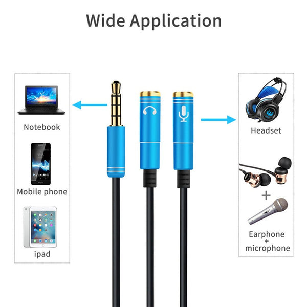 3.5Mm Microphone Aux Cable 1 Male 2 Famle Combo Extension Mobile Audio Adapter Splitter For Laptop Headphone Cables & Adapters