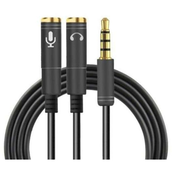 3.5Mm Stereo Audio Y Splitter Cable 1 Male To 2 Female Headphone Mic Adapter Black Cables & Adapters