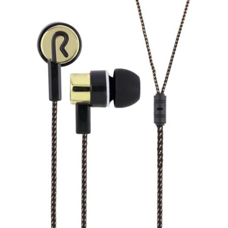 3.5Mm Weave Wired In Ear Earphones Black Golden Wired Earphones