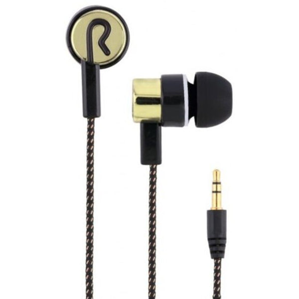 3.5Mm Weave Wired In Ear Earphones Black Golden Wired Earphones
