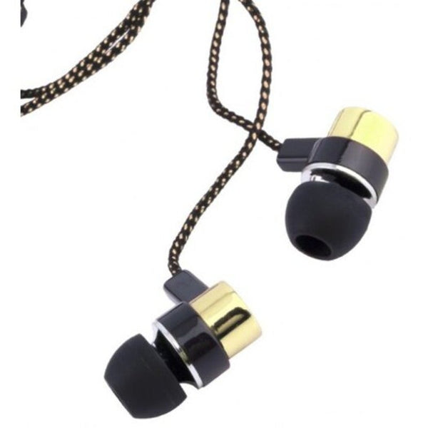 3.5Mm Weave Wired In Ear Earphones Black And Golden